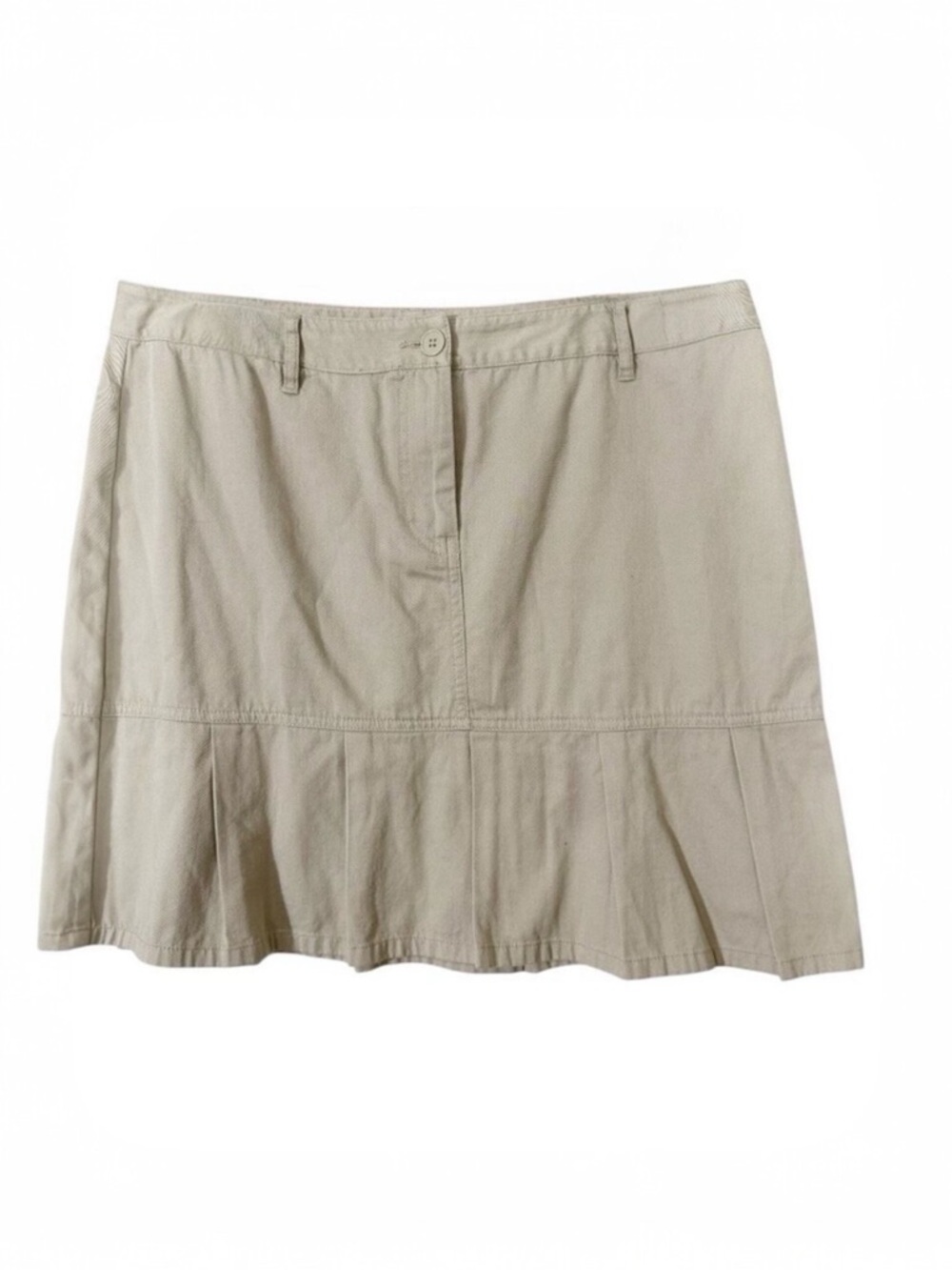 Ann Taylor Loft Women’s Pleated‎ Khaki Light Academia Mini Skirt Size 14